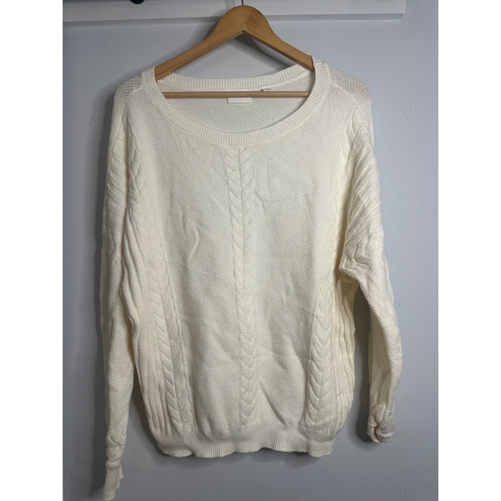 Cyrus Cream Knit Sweater Women's Size L Long Sleeve Cable Knit Pullover‎